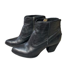 Frye Size 6.5 Renee Seam Black Leather Women's Ankle Booties